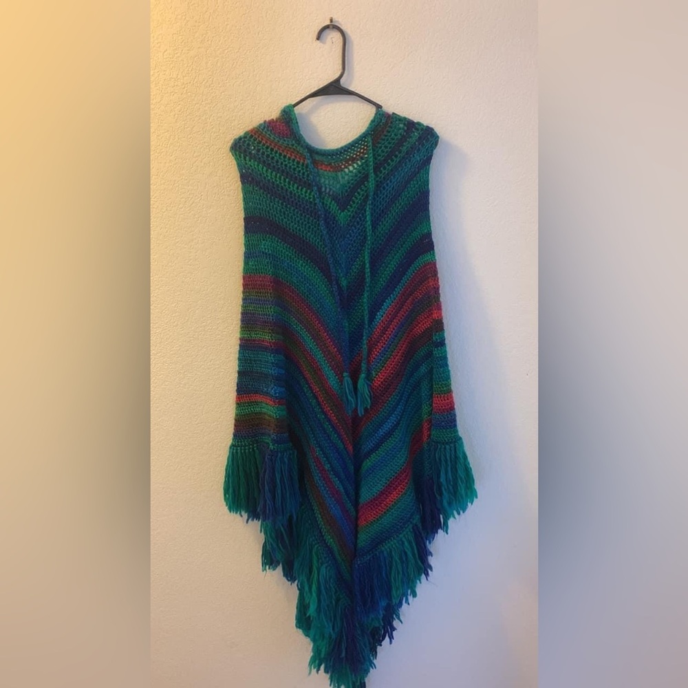 Handmade Crochet Hooded Poncho